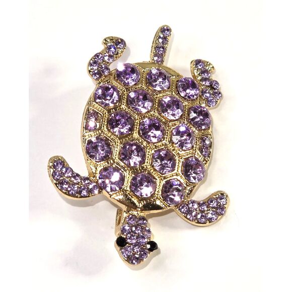 Purple Rhinestone Turtle Brooch - Picture 3 of 5